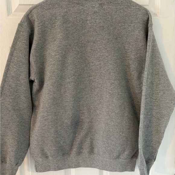 Christmas Dog Sweatshirt Santa Hat Gray Gildan S - Picture 5 of 5